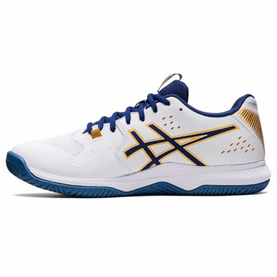 Squash Shoes * | Brand New Asics Men'S Gel Tactic Indoor Shoes White Deep Ocean