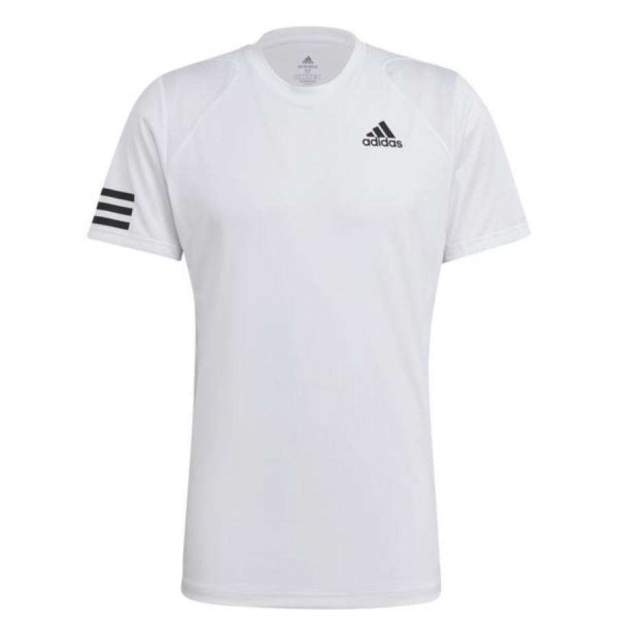 Tennis Clothing * | Wholesale Adidas Men'S Club 3 Stripe Tee White