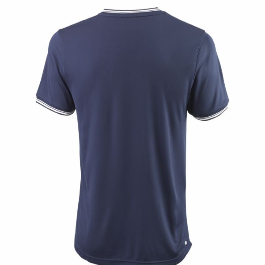 Tennis Clothing * | Cheapest Wilson Men'S Team Ii High V-Neck Tee Navy